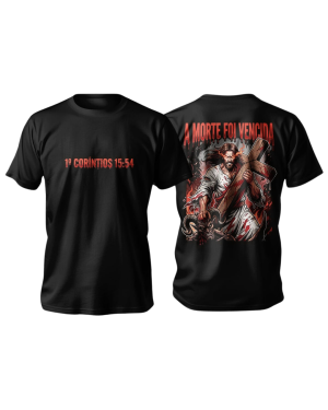 camiseta jesus venceu unissex, estampa jesus venceu cristã, camiseta fé e vitória, roupa cristã moderna