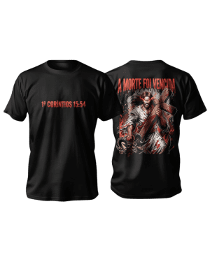 camiseta jesus venceu unissex, estampa jesus venceu cristã, camiseta fé e vitória, roupa cristã moderna